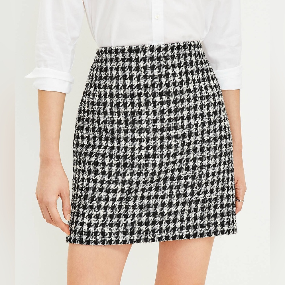 NWOT Loft Petite Shimmer Houndstooth Shift Skirt size 4 Petite (4P)